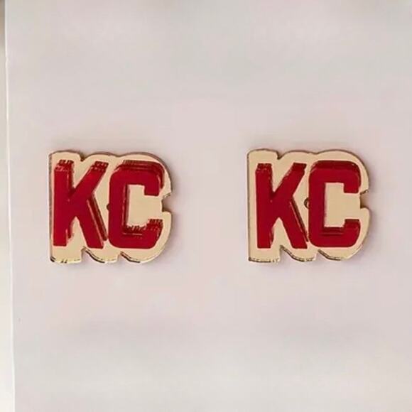 Kansas City Chiefs ‘KC’ Earrings Studs NWT - Picture 5 of 5
